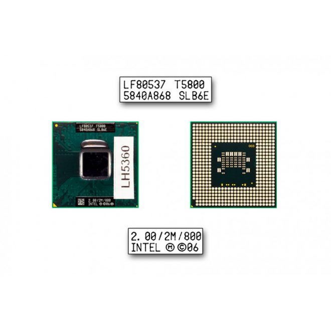 Intel Core 2 Duo T5800 2000MHz használt CPU (SLB6E)