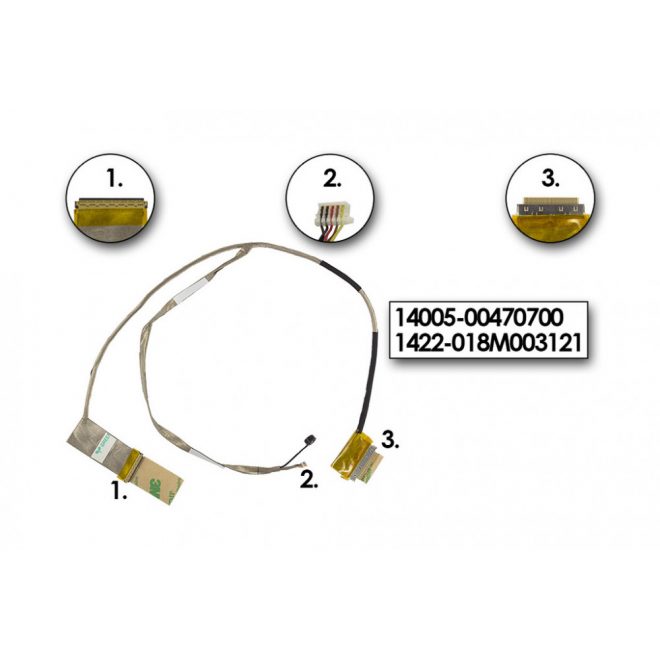 Asus K55A, K55VD, K55VM gyári új LCD kijelző kábel mikrofonnal (14005-00470700)