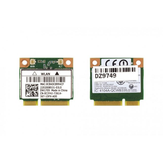 Intel AC8265 használt Mini PCI-e (half) WiFi + Bluetooth (4.0) kártya Dell