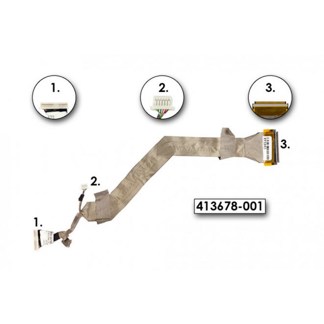 HP Compaq nc6100, nc6300, nx6100, nx6300 használt LCD kábel (15'), (413678-001)