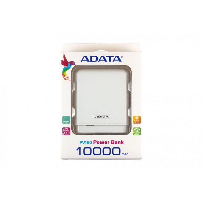 Adata fehér Power Bank 10000mAh tablet, telefon akkumulátor töltő, akkumulátor bank, PV150