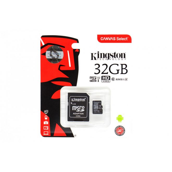 Kingston 32GB Class 10 MicroSDHC kártya + adapter (SDCS/32GB)