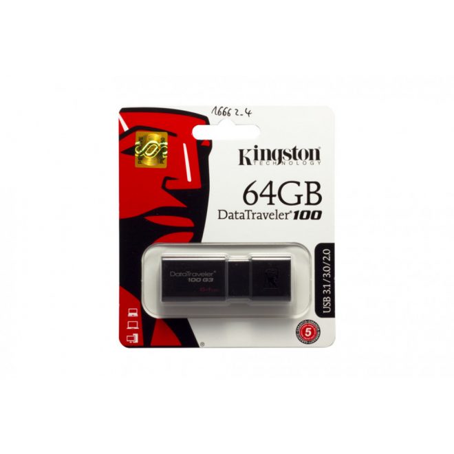 Kingston 64GB DataTraveler 100 fekete pendrive (DT100G3/64GB)