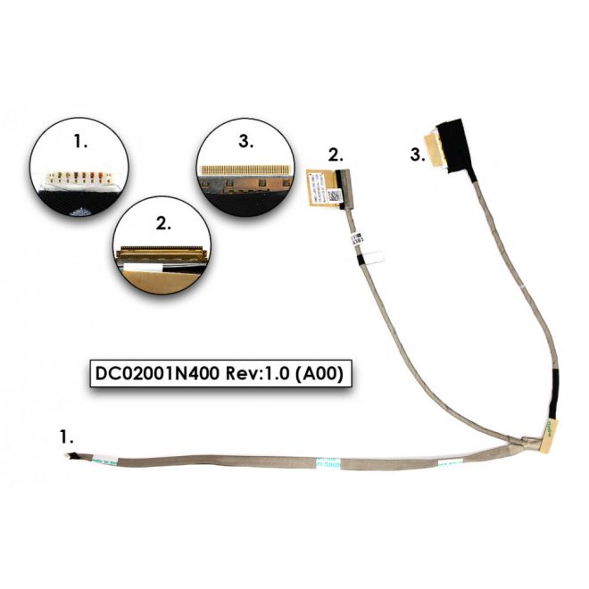 Dell Inspiron 15R (5521, 5537), 15 (3521, 3537) touchscreen nélküli gyári új (FHD) LCD kábel (0W08FN, W08FN, VAW01)