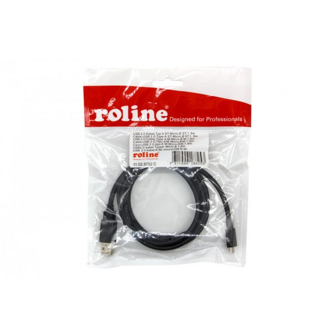 Roline USB 2.0 (apa - m) - USB micro (apa - m) 1.8M összekötő kábel (11.02.8752-10)