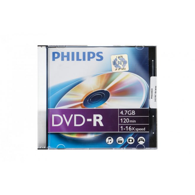 Philips DVD-R lemez 4.7GB 16x slim tok, PH922500