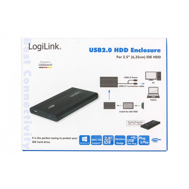 Logilink 2.5' IDE (PATA) HDD USB-s fekete külső ház (UA0040B)