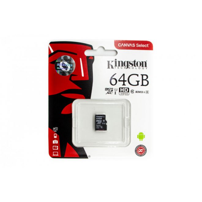 Kingston 64GB UHS-I MicroSDHC kártya (SDCS/64GBSP)