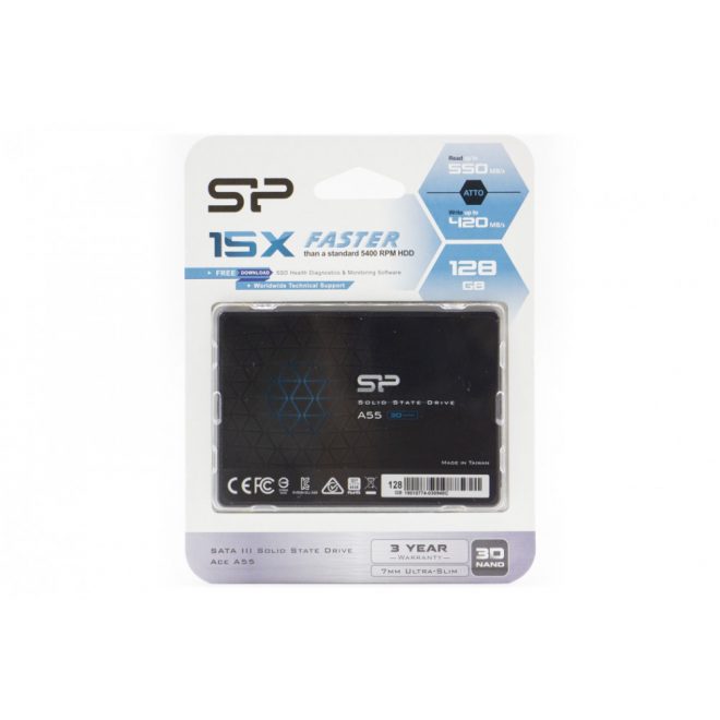 Silicon Power A55 128GB SSD meghajtó (SP128GBSS3A55S25) | 3 év garancia!