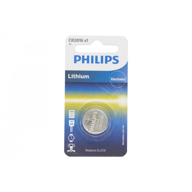 CR2016 CMOS gomb elem, 3V-os Philips