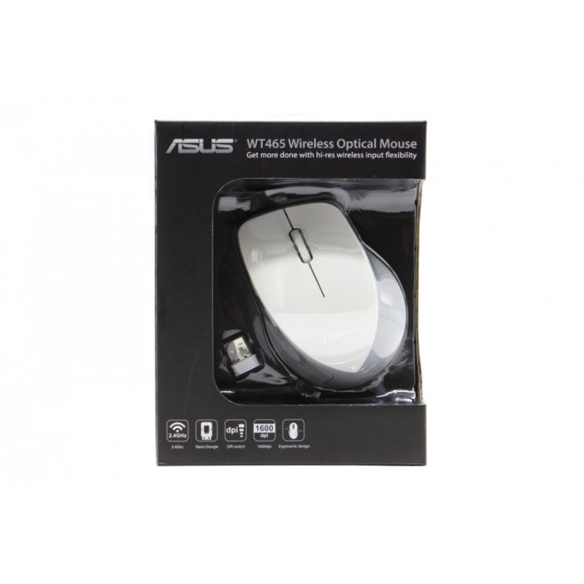 Asus WT465 vezeték nélküli fehér-szürke 1000/1600 DPI optikai egér (90XB0090-BMU050)