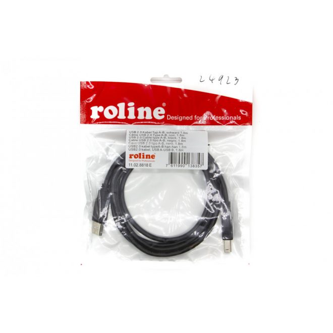 Roline USB 2.0 (apa - m) - USB type A-B (apa - m) 1.8m összekötő kábel (11.02.8818)