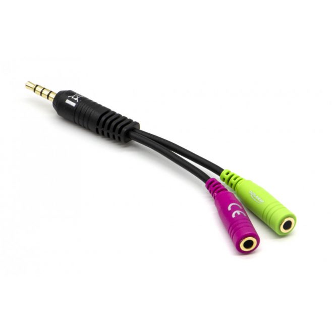 Delock 3.5mm 4pin stereo (male) / 2x3.5mm 3pin stereo (female) jack 12cm átalakító (65344)