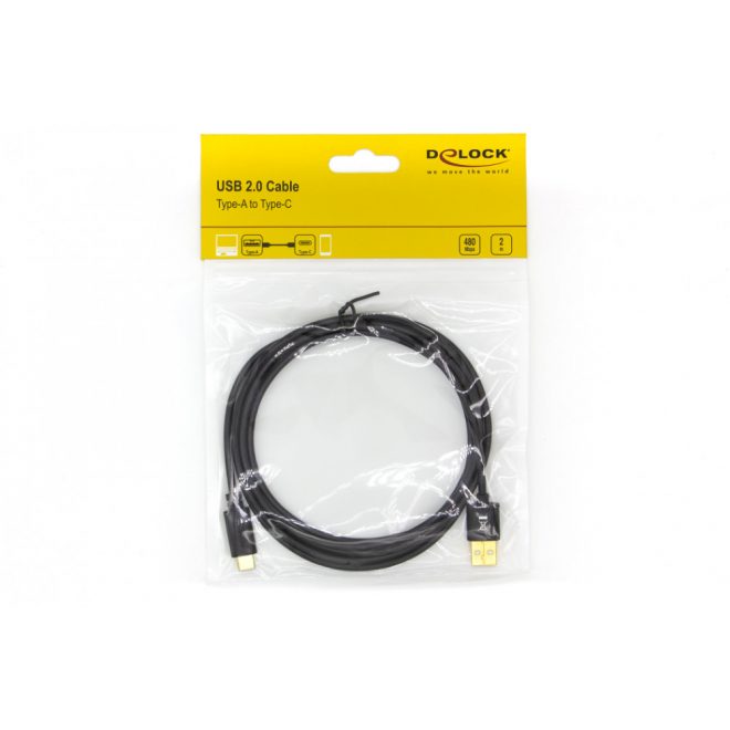 Delock USB 2.0 (Type-A) (apa) - USB C (Type-C) (apa) átalakító kábellel (2m) (83327)