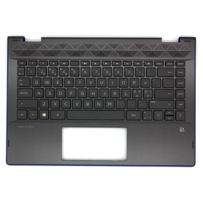 HP Pavilion X360 14-CD000, 14-CD100, 14T-CD000, 14T-CD100 sorozathoz gyári új norvég fekete-kék billentyűzet modul (L18951-DH1)