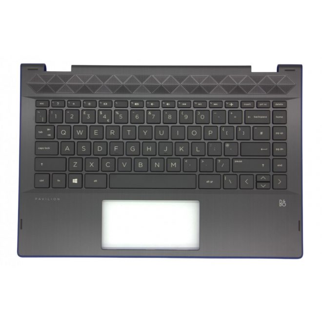 HP Pavilion X360 14-CD000, 14-CD100, 14T-CD000, 14T-CD100 sorozathoz gyári új UK angol fekete-kék billentyűzet modul (L18951-031)