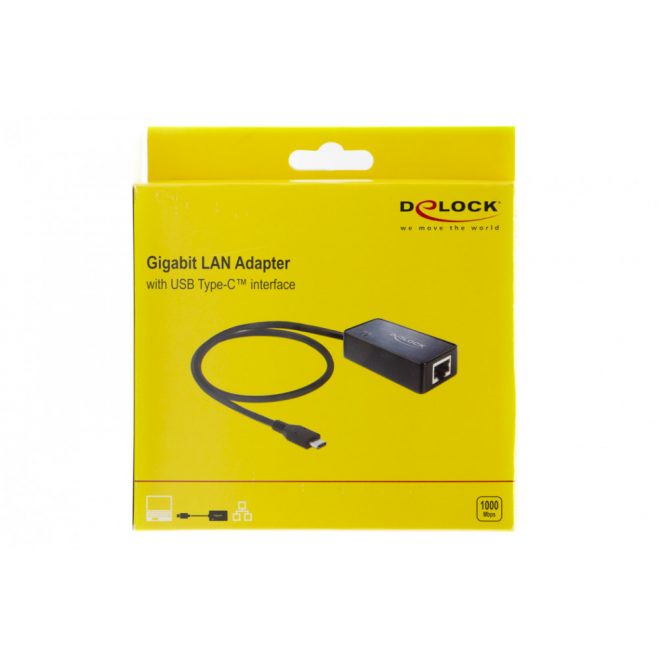 Delock USB Type-C (apa) - Gigabit RJ45 (anya) LAN adapter, átalakító (62642)