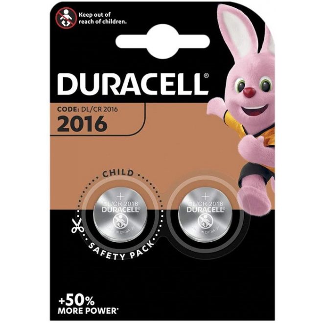 2db Duracell CR2016 gombelem, 3V-os, CR 2016 (DL2016)