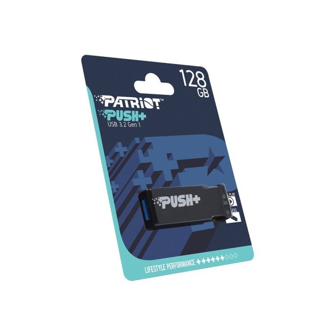 Patriot PUSH+ 128GB USB 3.2 fekete pendrive (PSF128GPSHB32U)