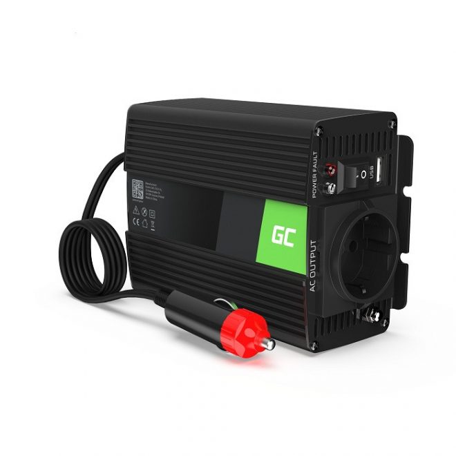 24V kamionos inverter 150W DC 24V-ról AC 230V-ot csinál, GreenCell (INV28)