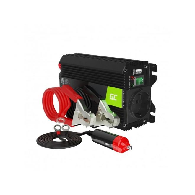 24V kamionos inverter 300/600W DC 24V-ról AC 230V-ot csinál, GreenCell (INVGC02)