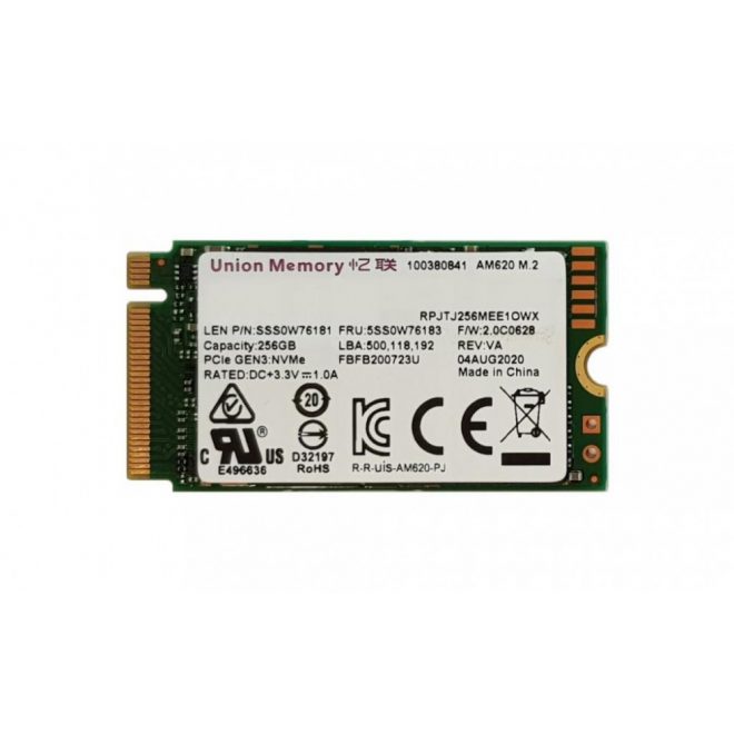 Union Memory 256GB PCI-E NVMe M.2 SSD meghajtó, (2242) (AM620)