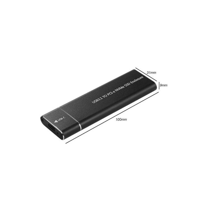 M.2 (NVME) SSD-hez külső fém ház Type-C (USB-C) és USB 3.1 kábellel (támogatott SSD méret: 2230, 2242, 2260, 2280)