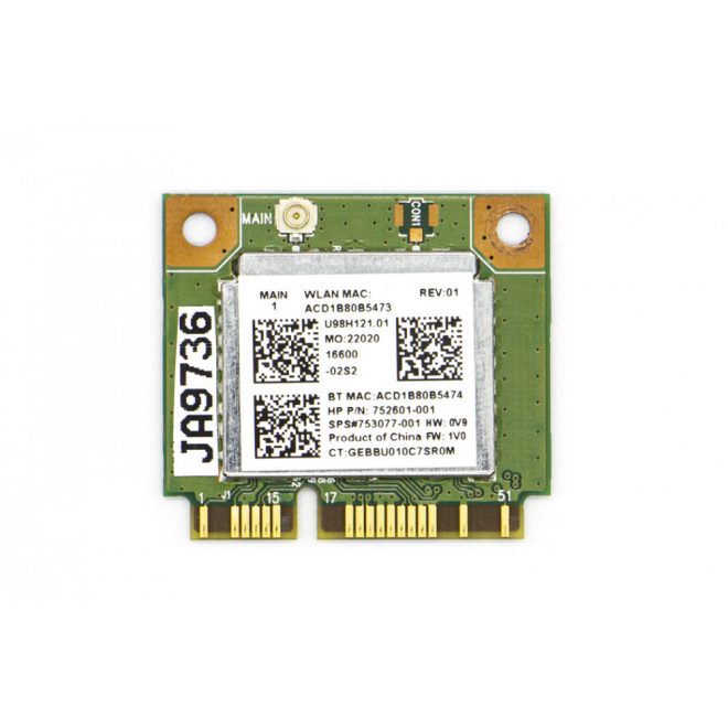 RTL8723BE1T1R gyári új Mini PCI-e (half) WiFi (802.11bgn) és Bluetooth 4.0 kártya HP (753077-001)