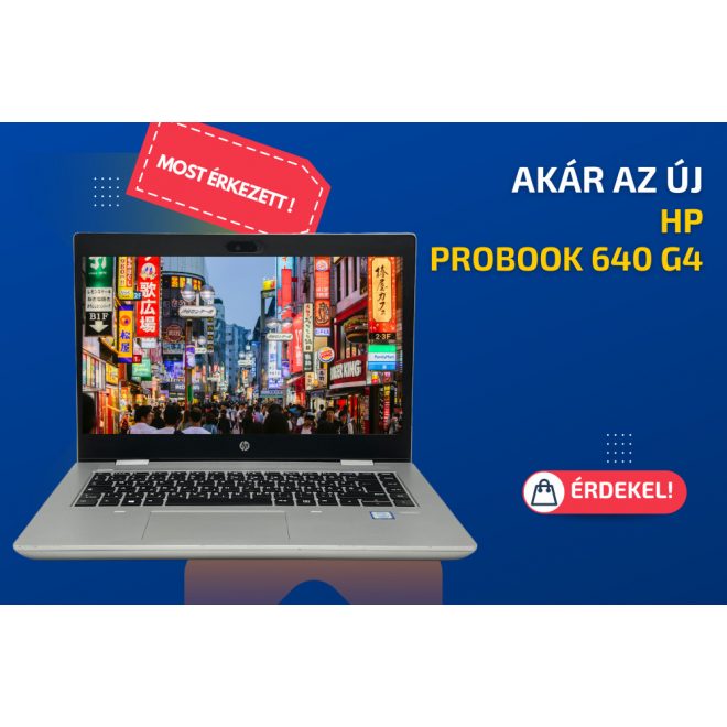 HP ProBook 640 G4 | 14 colos HD kijelző | Intel Core i5-8250U | 8 GB memória | 256 GB SSD | Windows 10 PRO +  2 év Garancia!