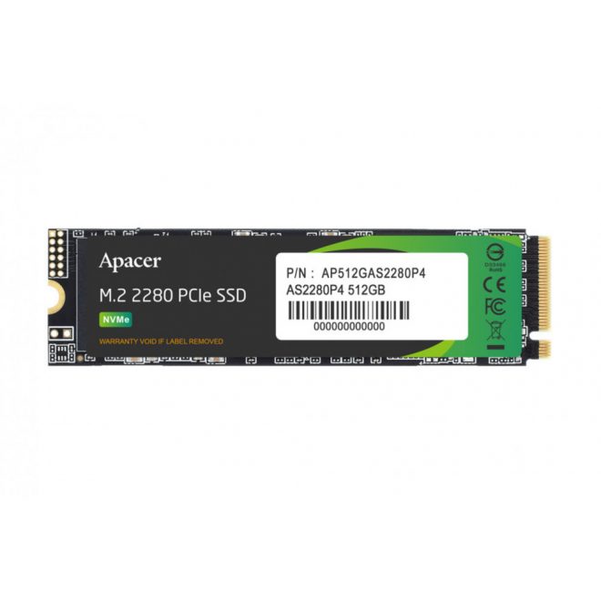 Apacer 512GB AS2280P4 gyári új M.2 (2280) PCIe NVME SSD meghajtó kártya (AP512GAS2280P4) | 3 év garancia! 