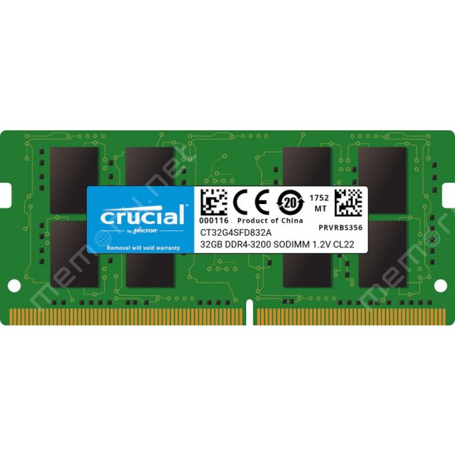 Crucial 32GB DDR4 3200MHz laptop memória, beszerelési lehetőséggel (CT32G4SFD832A)