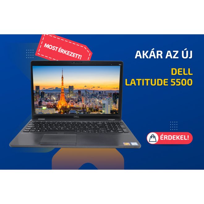 Dell Latitude 5500 | 15,6 colos FULL HD kijelző | Intel Core i5-8365U | 16GB memória | 512GB SSD | Magyar billentyűzet | Windows 10 Pro + 2 év garancia!