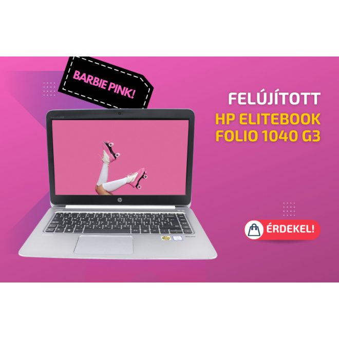 HP EliteBook Folio 1040 G3 | Barbie Pink | 14 colos Full HD kijelző | Intel Core i5-6200U | 8GB memória | 240GB SSD | Windows 10 PRO + 2 év garancia!