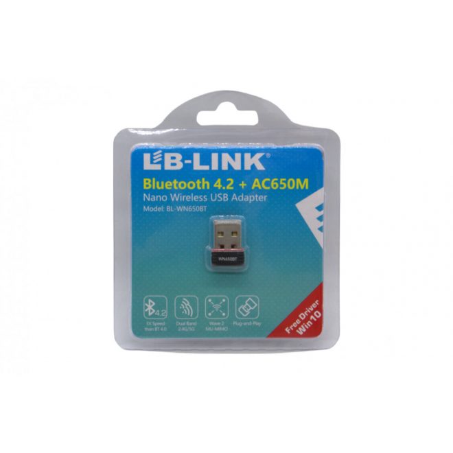 LB-LINK® Bluetooth 4.2+AC650M 200/433Mbps Dual Band USB Bluetooth és WiFi adapter (BL-WN650BT)