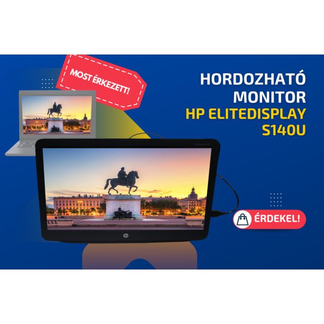 HP EliteDisplay S140u hordozható monitor | 14 colos | 1600x900 felbontás | 16:9 képarány + 2 év garancia!