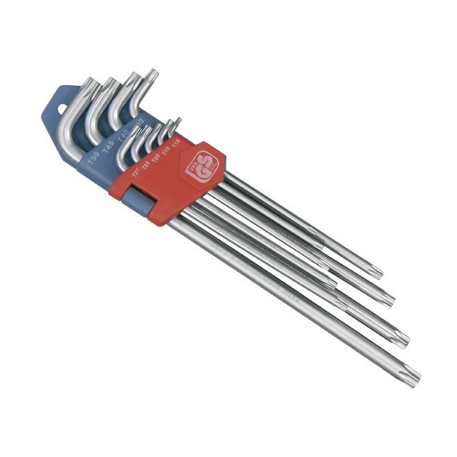 EXTOL® PRÉMIUM 9db-os Torx kulcs készlet, lyukas, EXTRA hosszú T10-T50 Chrome Vanadium (8819412)