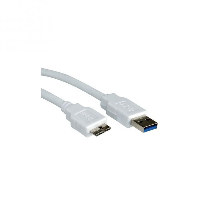 VALUE USB 3.0 A apa - MicroB apa 0,15m (15 cm) összekötő kábel, fehér (11.99.8876-10)