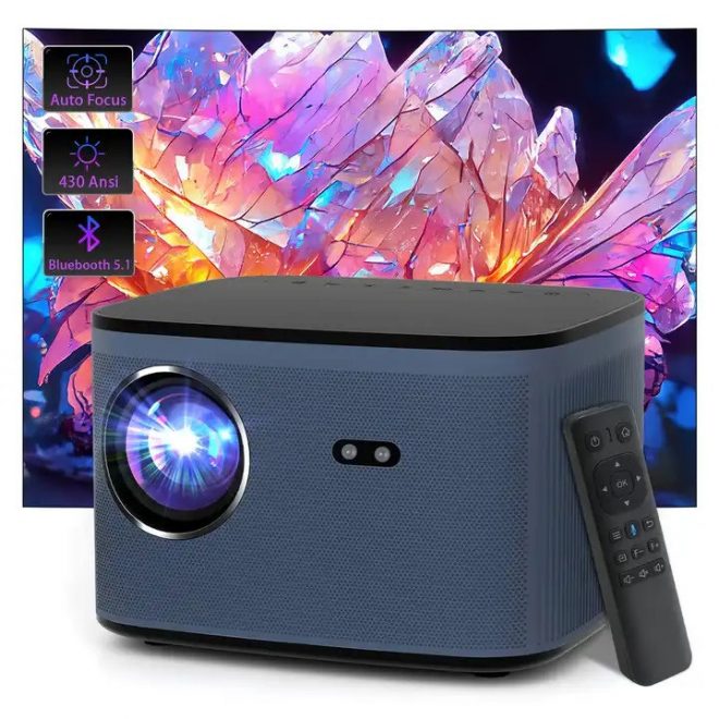 Projector TV H9 Full HD LED Projektor Natív 1920x1080p | WiFi | BlueTooth | Android 9.0 | 430 ANSI Lumen | Automata fókusz és Trapézkorrekció | MAGYAR nyelvű menüvel