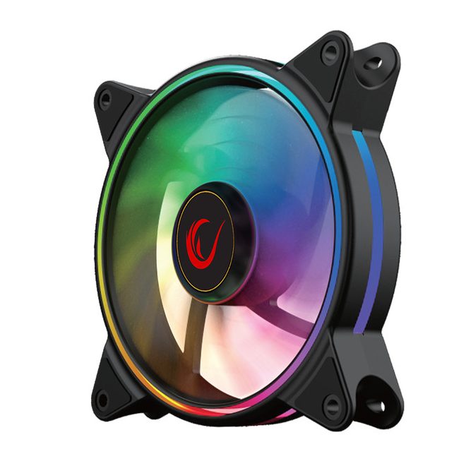 Rampage Cooler 12cm - RGB (max 20,9dbA, 77,30 m3/h, ház hűtésre, RGB LED, fekete) (4C-120)