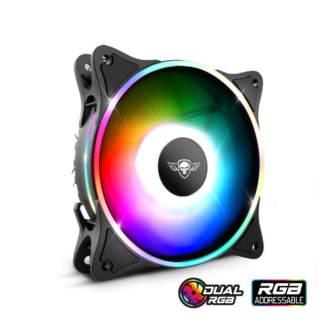 Spirit of Gamer Cooler 12cm - DUAL RGB HALO FAN V120TW (25,3dB; max. 39,6 m3/h; 3pin csatlakozó (Molex); ház hűtésre, RGB LED) (SOG-V120TW)