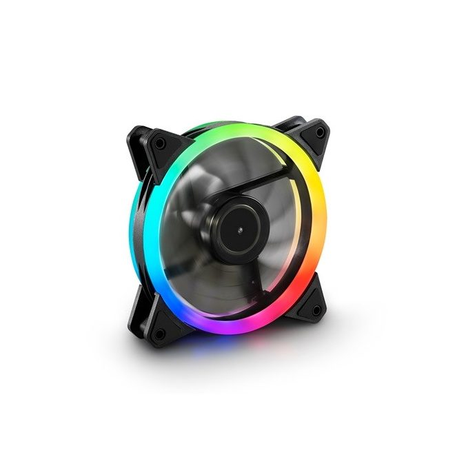 Sharkoon Cooler 12cm - SHARK Blades RGB (18.2dB; 94.8 m3/h; 1200rpm; 20x RGB Led; 3pin + 4pin csatlakozó; Gamer PC ház hűtésre) (4044951026876)