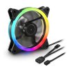 Sharkoon Cooler 12cm - SHARK Blades RGB (18.2dB; 94.8 m3/h; 1200rpm; 20x RGB Led; 3pin + 4pin csatlakozó; Gamer PC ház hűtésre) (4044951026876)