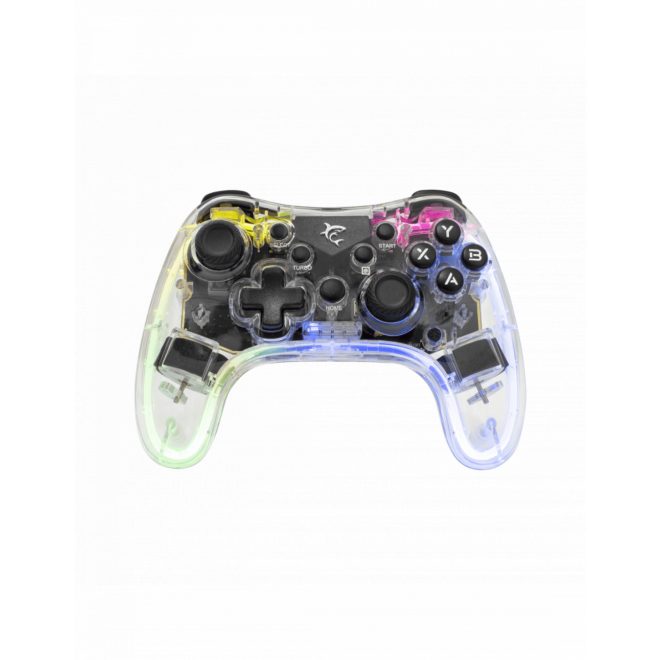 White Shark LEGION GPW-8039 RGB Vezeték Nélküli Kontroller, Android/iOS/N-Switch/Win PC/PS4/PS3 Digitális Wireless BlueTooth Gamepad, Átlátszó