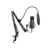 Sandberg Mikrofon - Streamer USB Microphone Kit (fekete; USB; Pop-filter; lökés-csillapító; állítható asztali tartókar)(126-07)