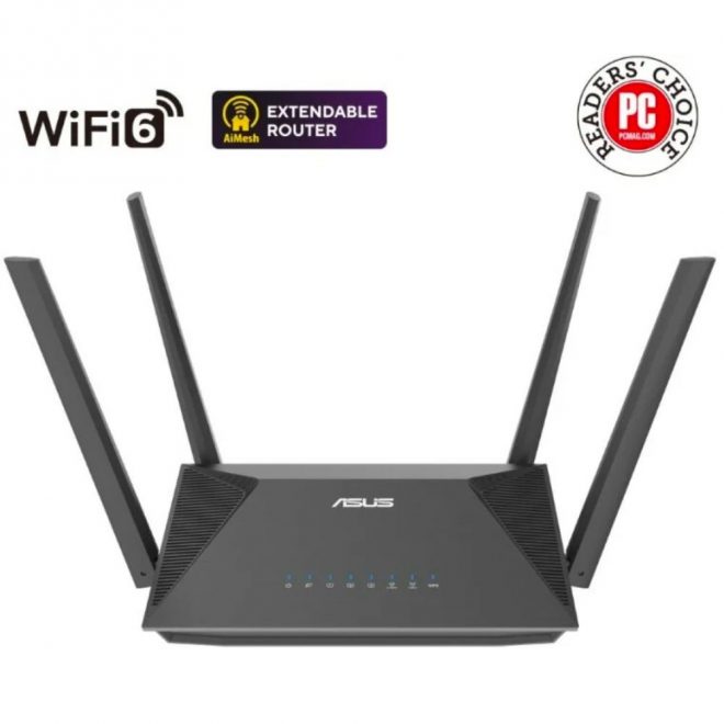 ASUS WiFI Router Dual Band AX1800, Wifi 6, 1xWAN(1 Gbps) + 3xLAN(1 Gbps), RT-AX52