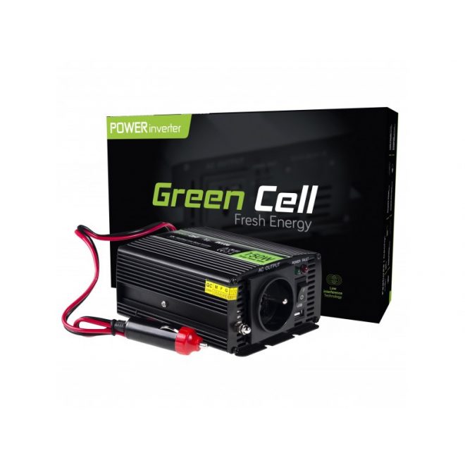 Green Cell 12V autós inverter 150W/300W DC 12V-ról AC 230V-ot csinál az autóban (INV06)