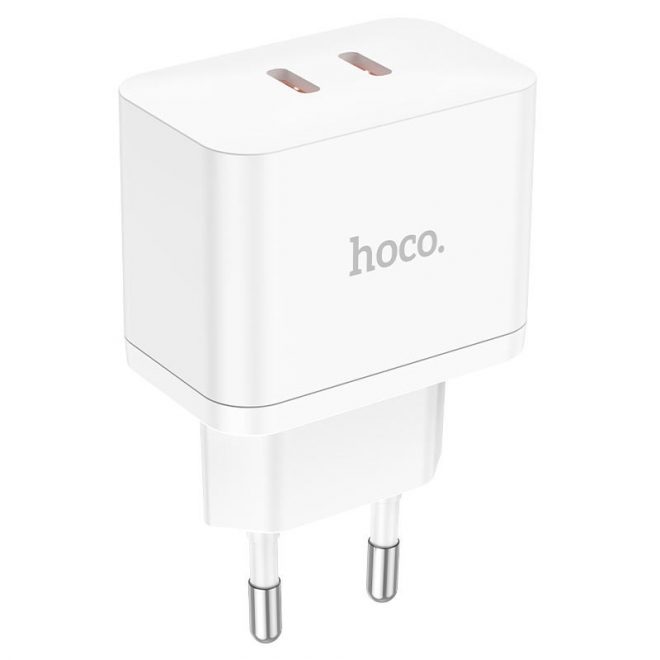 Hoco N29 Triumph PD 35W hálózati töltő, 2 db USB-C port, USB-C/USB-C kábellel, fehér (N29)