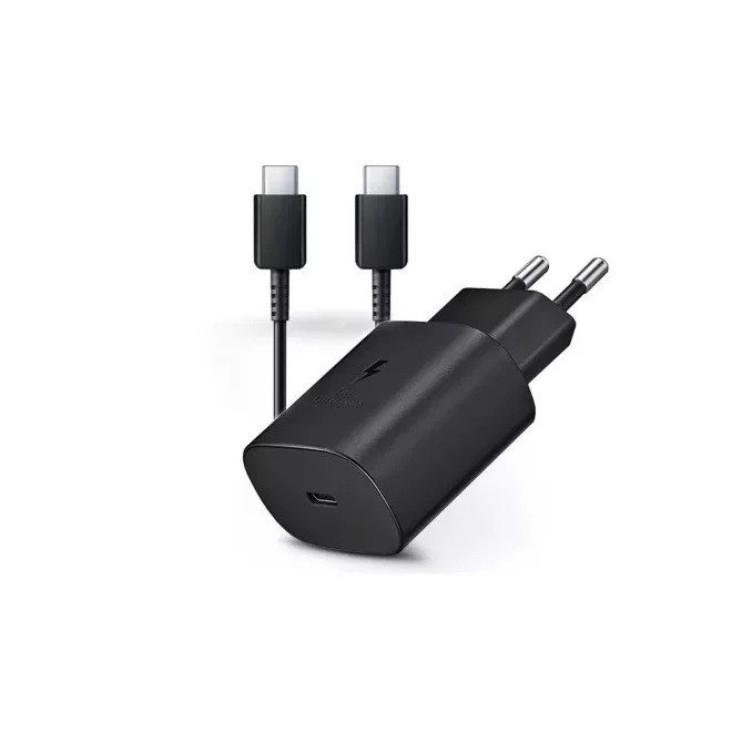 Samsung Gyári USB-C 25W Telefon és Tablet Adapter, Töltő + USB-C kábel 1m | Fekete (EP-TA800EBE)