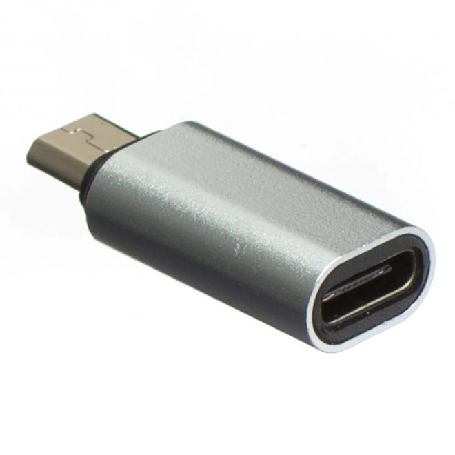 USB-C (Type-C) anya - microUSB apa OTG (On-the-Go)  átalakító, ezüst