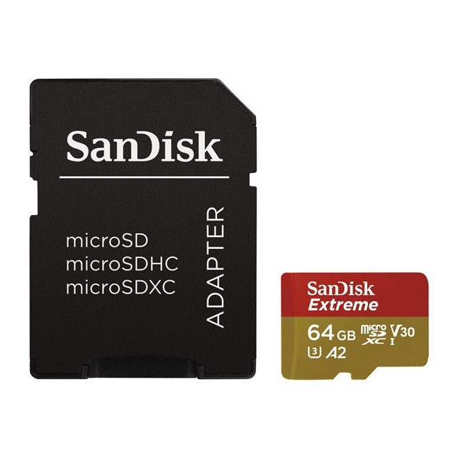 SanDisk MicroSD kártya - 64GB microSDXC Extreme Class 10 + Adapter